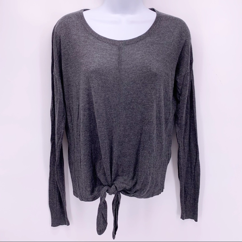 Madewell Gray Tie Front Sweater Size Small